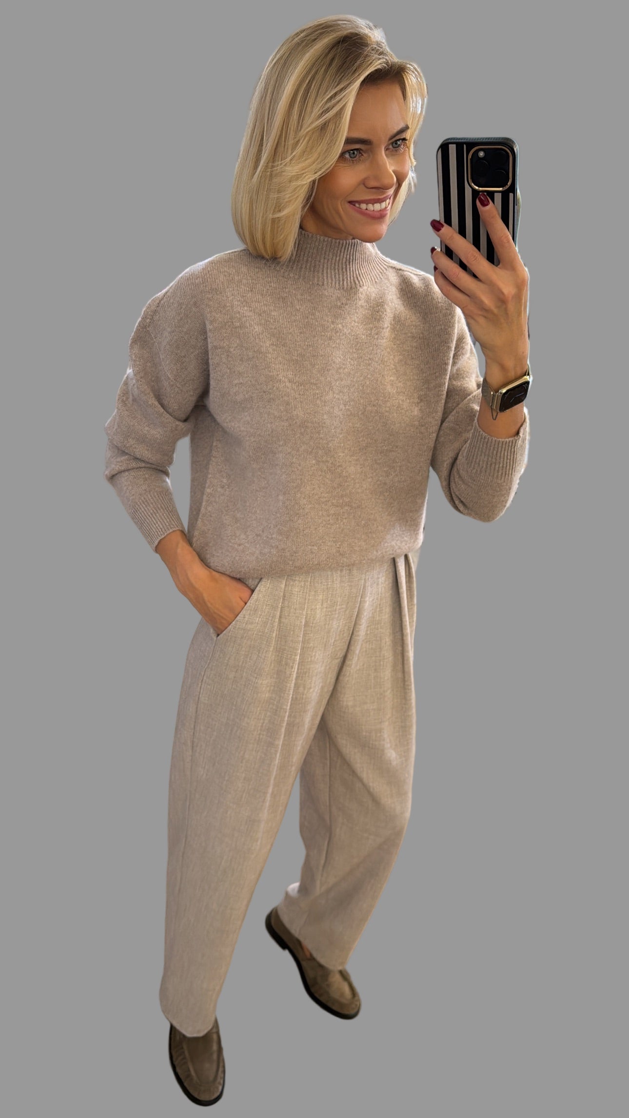 Kelnės aukštu liemeniu