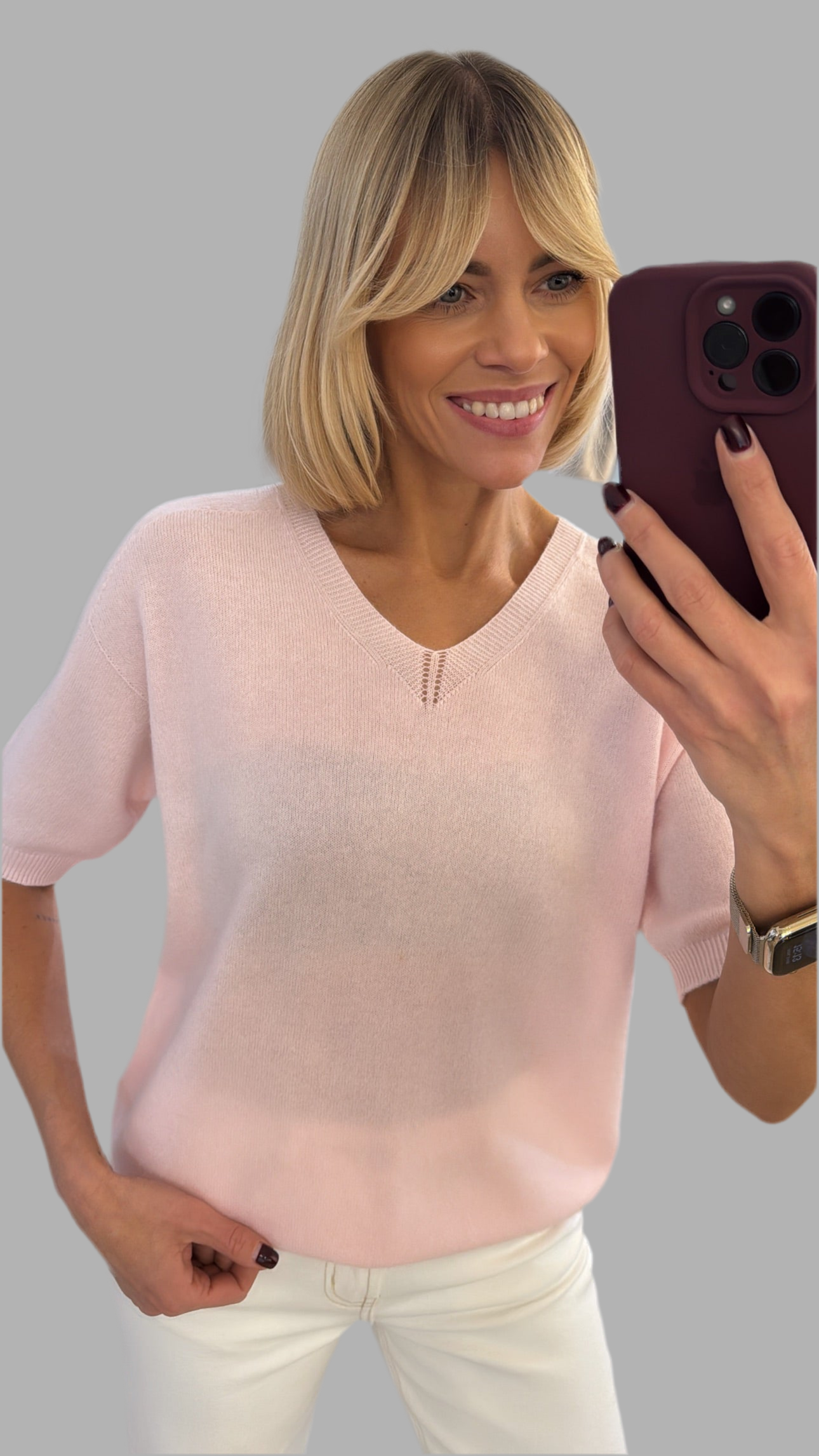 Megztinis trumpomis rankovėmis “pura lana”