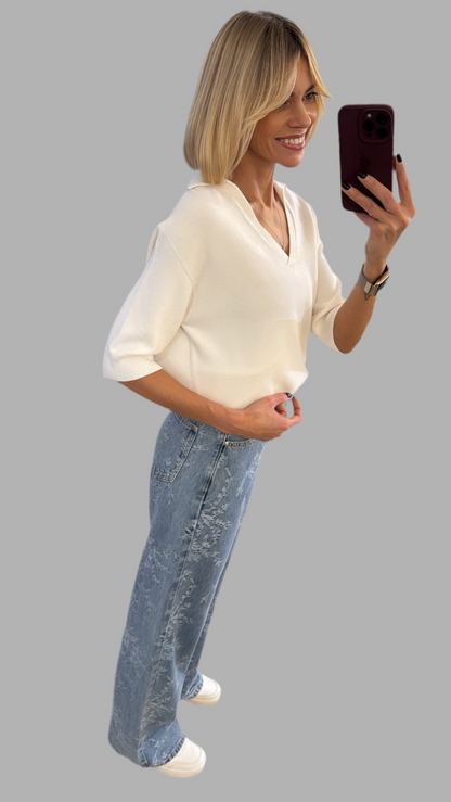 Džinsai siuvinėti gėlėmis