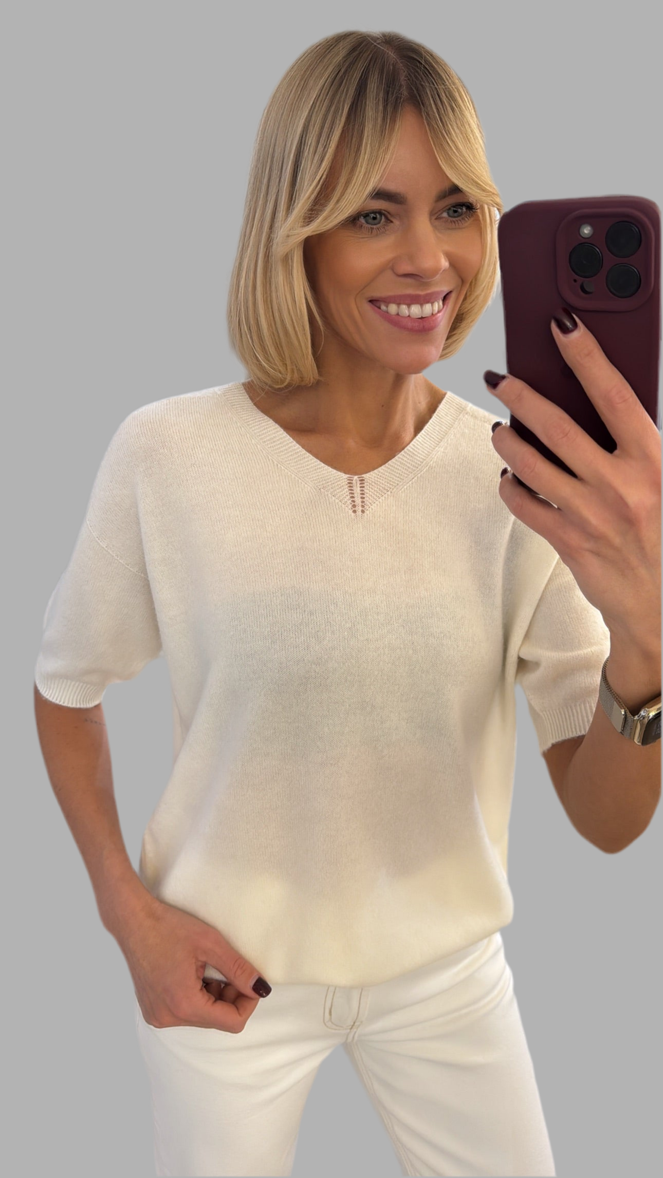 Megztinis trumpomis rankovėmis “pura lana”