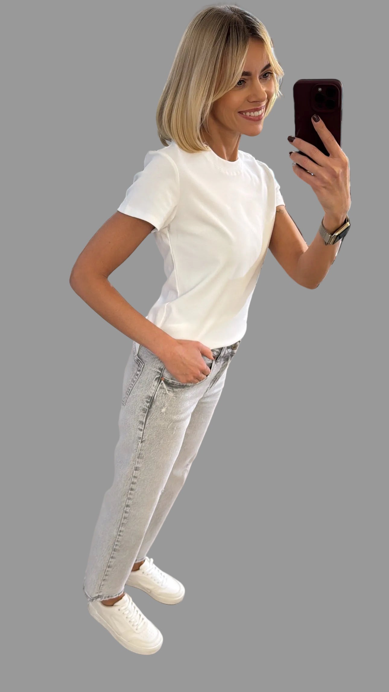 Džinsai tiesaus modelio patrumpinti