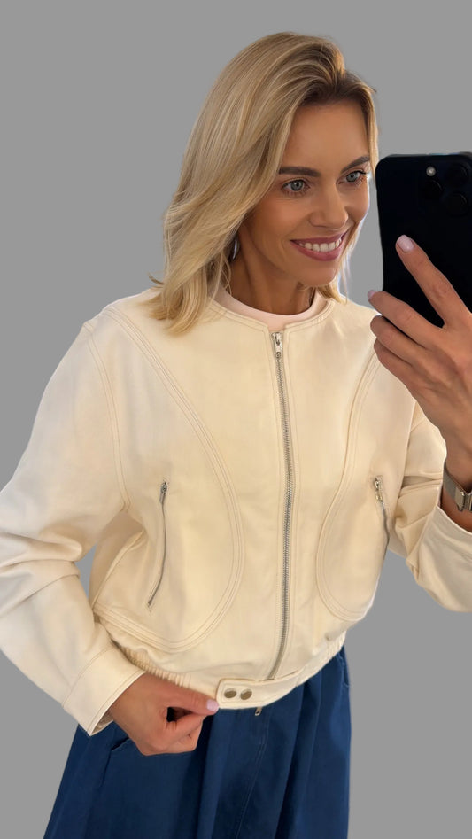 Švarkas džinsinis bomberio modelio